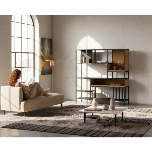 REGAŁ NA KSIĄŻKI METALOWE DREWNO LITE DĄB JESION OLCHA RNK-154